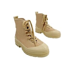 EVERLANE Canvas Lace Up Organic Cotton Lug Sole Utility Boots